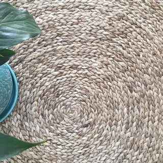 Braided Silver Jute Round Rug 